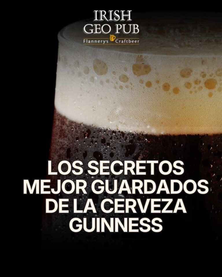 Pinta de cerveza Guinness perfectamente servida en Irish Geo Pub, representando la historia, tradición y cultura de la cerveza irlandesa en Santiago de Chile. Imagen creada por Bonobo Agencia.